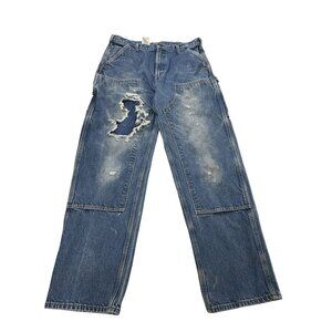 Carhartt Mens Double Knee  Workwear Blue Denim Jeans 36x34 Original Dungaree Fit